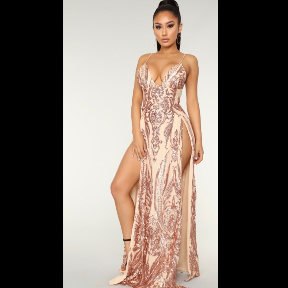COPY - Fame Excess Sequin Dress - Rosegold